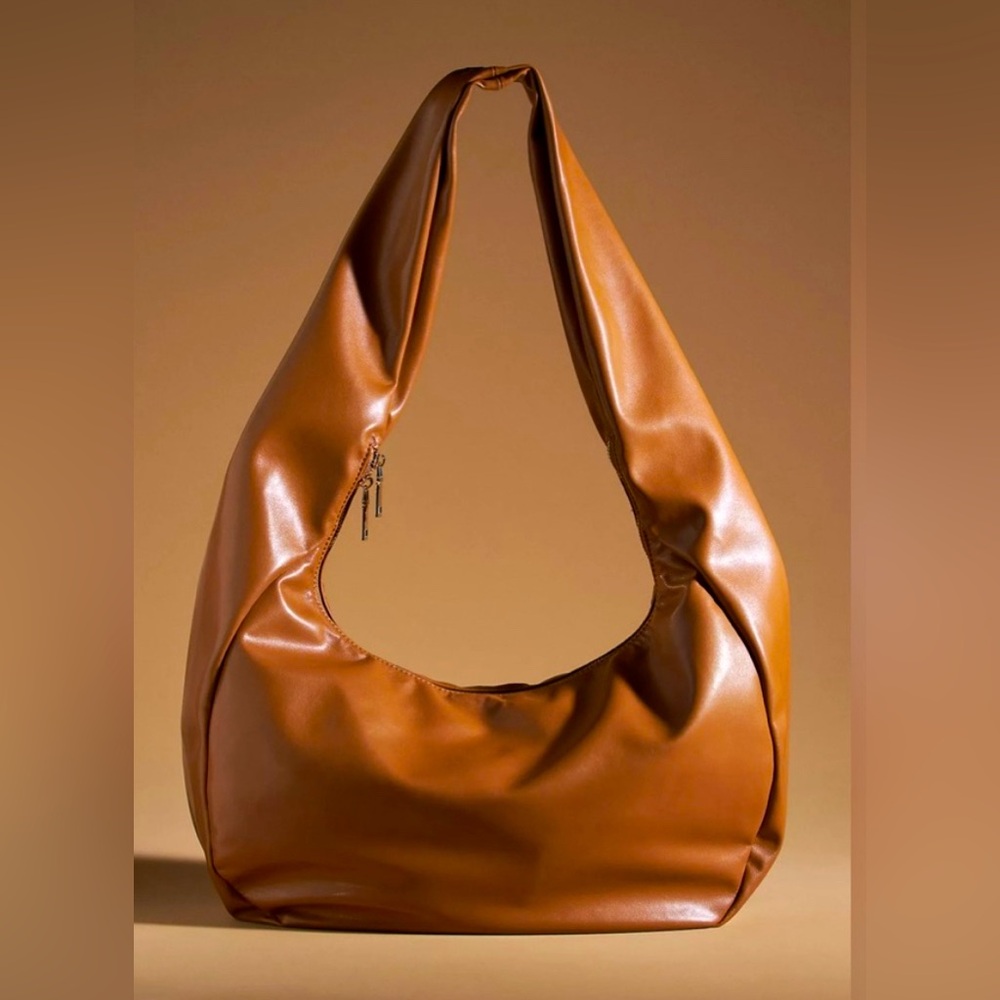 Anthropologie Timmie Faux-Leather Slouchy shoulder bag  in tan